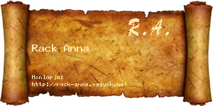 Rack Anna névjegykártya